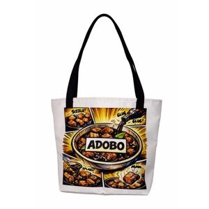 Adobo Graphic Tote Bag in White with Black Handles
